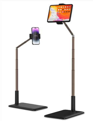 SupeDesk Tablet Bodenständer,ipad Ständer,Handyhalterung,kompatibel mit 4-11”Handy/Tablet/Kindle,Höhe&Winkel verstellbar,360° drehbar,für Bett,Sofa,Overhead-Aufzeichung,Live-Übertragung,Switch-Spielen