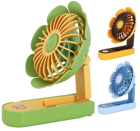 Ventilador de mesa portátil, suministros silenciosos con 3 velocidades ajustables, enfriador de aire de plegable de mano ligero, Ventilador de mesa recargable con forma de USB para