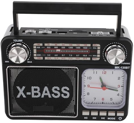 Tragbares AM-FM-Kurzwellenradio, Vintage-DSP-Multibandradio mit Bluetooth-Lautsprecher Zum Einstecken in die Wand, Batteriebetriebenes Radio mit Bestem Empfang, Unterstützt