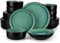 vancasso Dinner Set, Reactive Glaze Dinner Sets for 6 People, 24-Piece Mediterranean Crockery Set with Dinner Plates, Dessert Plate, Cereal Bowls and Pasta Bowls, Playa Green