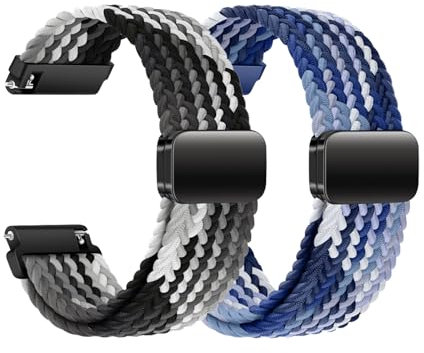 KUBFDL Nylon Uhrenarmband 20mm 22mm Elastisch Armband mit Magnetisch Verschluss für Damen Herren Schnellverschluss Smartwatches Ersatzarmband Verstellbares Atmungsaktive Sport Uhrenarmbänder