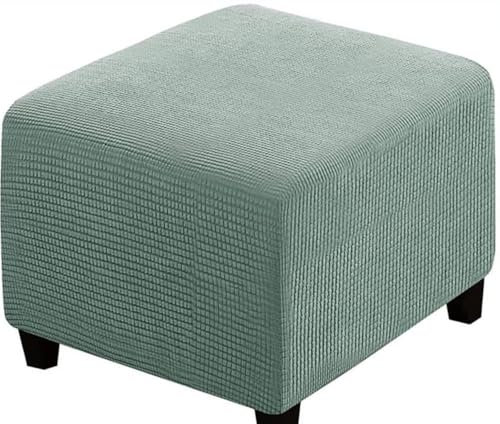 Fußhocker Bezug Ottomane Quadratisch Schonbezug Hockerbezug 60x60 /40x40 Stretch Cordstoff Husse für Fußhocker Ottomanischer Hocker-Bezug Überzug Hocker Protector Waschbar(Pea green,90x90 cm)