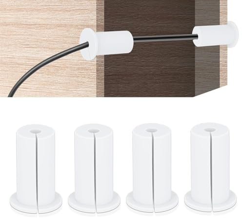Kit de routage de câbles, 4 passe-câbles Ethernet de 2,5 cm, passe-fil mural en caoutchouc, passe-câble, passe-câble, passe-câble mural, passe-fil mural pour la maison et (White)