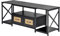 EGGREE TV-Schrank, Lowboard für 65 Zoll Fernseher, 140 x 40 x 54 cm, X-Shaped Support TV Bank 2 Vliesstoff Schubladen TV Lowboard für Wohnzimmer Unterschrank, Schwarz