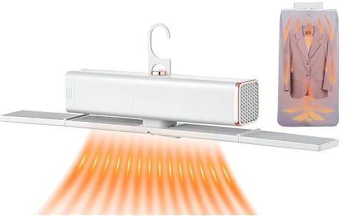 Secadora portátil Secadora de ropa eléctrica para interiores, tendedero plegable con calefacción con cubierta y rejilla, secadora de ropa con calefacción de viaje, temporizador de 0,5 a 3,5 h white