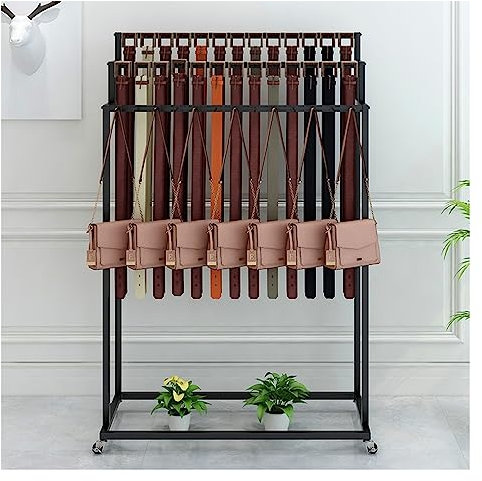 Schwarzer bodenstehender Gürtelhalter, Organizer, 80 x 40 x 150 cm, für Gürtel, Taschen, Verkaufsständer