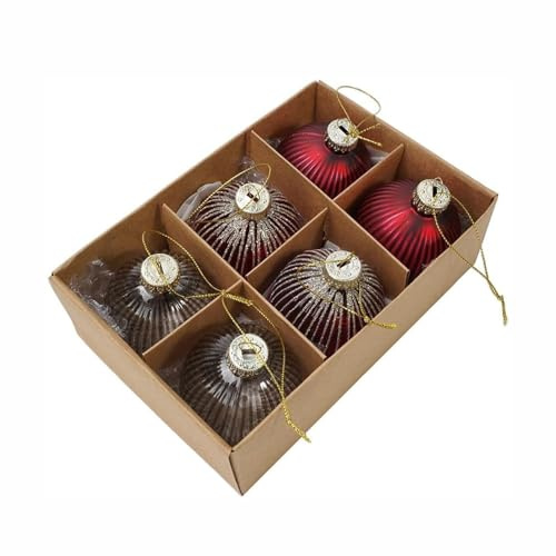 WAZUBC 6 Stück Weihnachtskugel Set, 6cm Weihnachtsbaum Dekorationen Set Weihnachtsbaum Hängekugeln für Bäume, Hochzeiten und besondere Anlässe (Stil C)