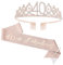 Oblihumoy 40 and Fabulous Sash & Rhinestone Tiara Set, 40th Birthday Tiara Birthday Sash for Women Rose Gold Birthday Party Supplies