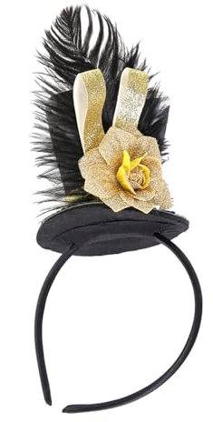 Btgghytr Headband French Fascinator Pillbox Top Hat with Glitter for Opera Cocktail Tea Party Cute Hairband Hair Accessories