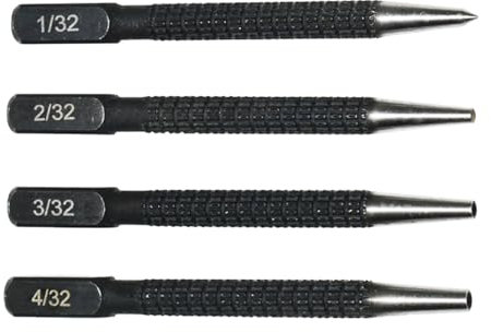 4-in-1 Automatic Centre Punch and Nail Punch Set, Centre Punch for Metal, Nail Punch for Wood, Punch Tool - with Tungsten Alloy Tip & Magnetic V-Groove - Yunova