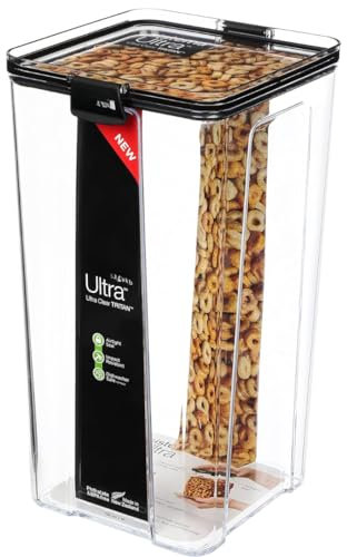 ELECTROSQUARE Ultra Clear Tritan 4L Food Storage Container Airtight, Stackable BPA-Free Pantry Box with Locking Clips & Silicone Seal Leakproof, Crystal-Clear, Durable Organizer for Kitchen & Fridge