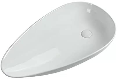 Lavabo da appoggio Lavandino in ceramica bianca for bagno Lavelli da bagno moderni sopra il bancone Lavabo da appoggio in porcellana Lavabi da bagno Lavelli da bagno Ciotola Lavabi in ceramica(Grande)