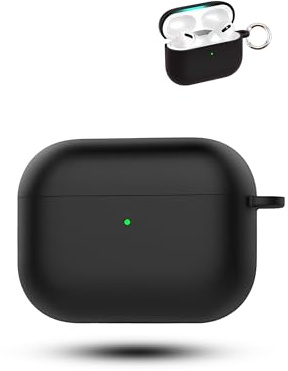 Case for Apple AirPods Pro 3 Wireless Earbuds,daunke Soft Silicone Protective Cover,Skin Case with Carabiner,Full Protection,Black