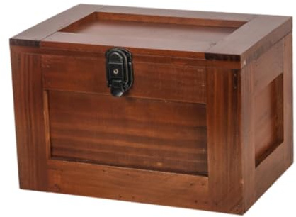 Gcljlmy Vintage Wooden Storage Box Treasure Chest Rustic Hinged Lid Wooden Box Jewelry Box for Cosmetic Art Hobbies Home Decor