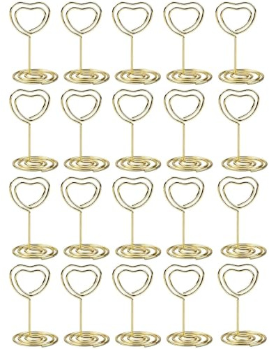 Hiuyavy Table Number Holders, 20 PCS Place Card Holders, 2 Inch Mini Place Card Holders, Wedding Table Numbers Holder, Table Number Stands for Weddings Banquets Party(Gold)