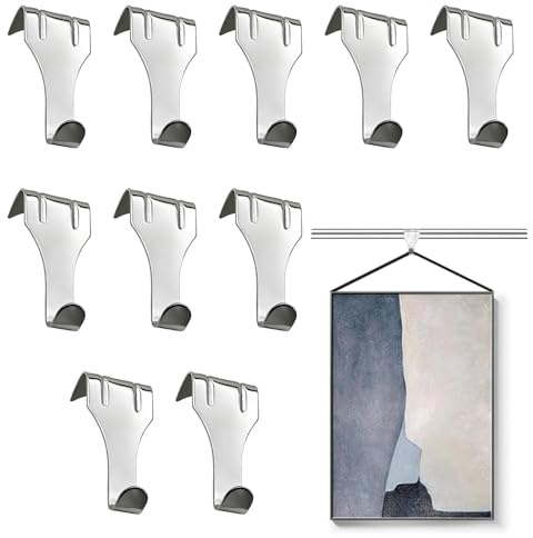 10 Pcs Picture Rail Hooks, Picture Rail Hanging Moulding Hook, Antique Style Moulding Hook, Mirror Hangers, for Hang Pictures Frames, Art Exhibition Gallery Pictures, Keys Holder