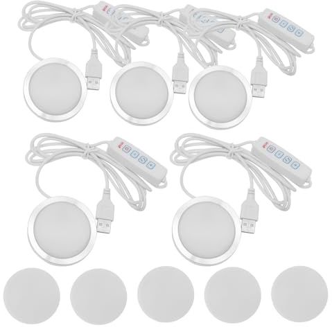 5 Pcs 3D Printer LED Lamp Kit 3 Color Temperature Adjustable Brightness 3000-6400K Compatible with 001 for Cabinet Display Shelf Desk and Bookcase