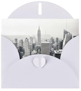 Schwarz-weißes Grußkarten-Set mit New York-Druck, blanko innen, elegante weiße Perlpapier-Notizkarten und passende Umschläge
