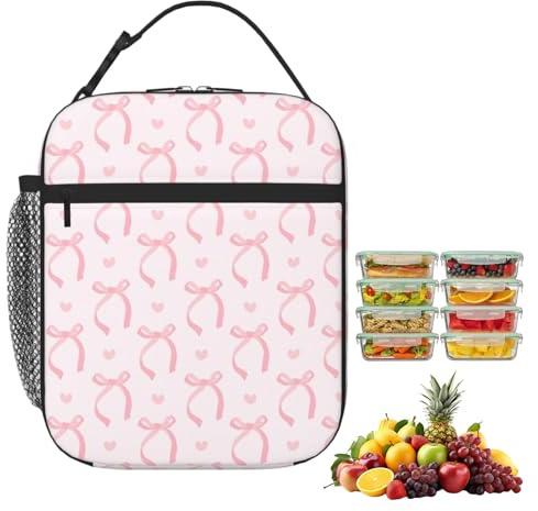 Nretluo Women Girls Lunch Bag, Cute Pink Butterfly Girls Lunch Box, Lunchs Bag Girl for Work School Picnic Travel Beach Preppy Stuff Gifts