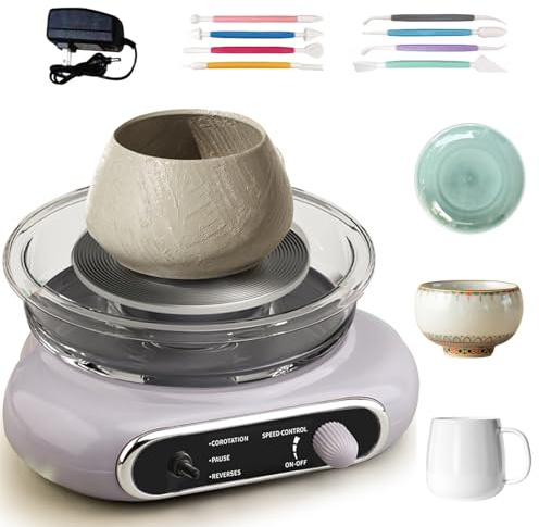 Zephviora Mini set di dischi per ceramica, 12 cm, disco elettrico con pedale (grigio)