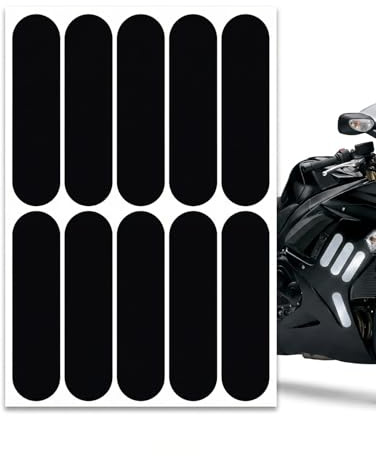 HAPZUR Strisce Adesive Catarifrangenti Nere 10 Strisce per Moto, Casco, Bici e Scooter | Alta Visibilità Notturna & Massima Sicurezza Stradale | Forte Adesione