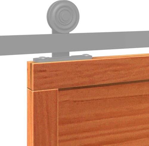 Porta Fienile Legno Massello Pino 90x208 cm Marrone Cerato | Meccanismo scorrevole salvaspazio, assemblaggio facile fai da te, stile rustico accogliente, manutenzione con panno asciutto