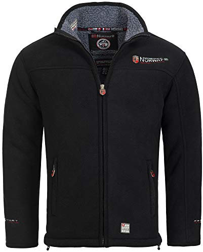 Geographical Norway Ubolt Men - Uomo Warm Thick Fleece Zip - Uomo Warm Winter Sweatshirt Jacket Soft - Felpa A Maniche Lunghe Foderata - Ideale Autunno Inverno (Nero S)