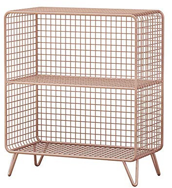 MIEDZWJ Badezimmer Regal Stehen, Schmiedeeisen Multifunktionale Badezimmer Regal, Gitterregal für Schlafzimmer Veranda Bodenständig Küchenregal/Rotgold / 60x30x70cm