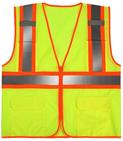 SULWZM High Visibility Reflective Safety Vest with Zipper and Pockets Yellow,M