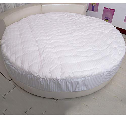 DULPLAY Komfürt Tatami Betten Futon Topper,100% Baumwolle Dick Gesteppte Futon Matratze Für Rundes Bett,runde Matratze Beschützer Topper Weiß Durchmesser:230cm/91inch