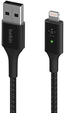 Belkin Boost Charge Smart Cable LED con USB-A a Lightning 1.2 m, Color Negro
