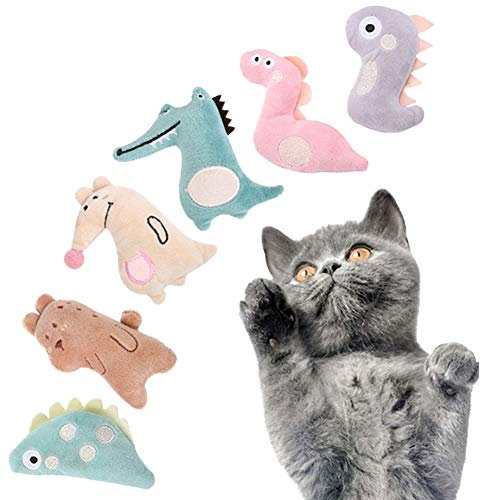 YUIP Jouets à l'herbe à Chat, 6 Pièces Cataire Jouets Chat Peluche Catnip Jouets Cataire Interactive Jouets à Mâcher et à Nettoyer Les Dents pour Chaton Kitty Chat, Jouet pour Chat et Chaton