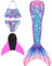 SPEEDEVE Mädchen Meerjungfrauenschwanz Zum Schwimmen mit Bikini Set und Monoflosse,Fenpu-m2,150