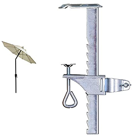 Dehner Sonnenschirm Vido, Ø 150 cm, Aluminium/Polyester, beige & Schneider Balkonklammer für Sonnenschirme