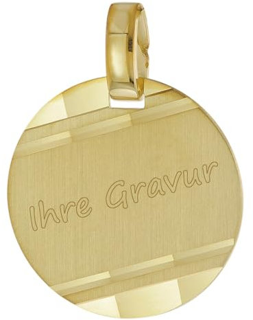 trendor Anhänger mit Namen Gold 333/8 Karat Gravurplatte Ø 16 mm inklusive Wunsch-Gravur Gravurschmuck aus Echtgold, Schmuckstück für Damen und Herren, 51796