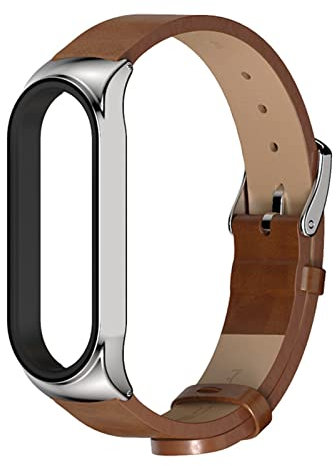HYKEJJ Leder Armband für Xiaomi Mi Band 5 / Xiaomi Mi Band 4 / Xiaomi Mi Band 3 Armband, Lederband Ersatzband mit Edelstahl-Verschluss Kompatibel mit Xiaomi Mi Band 5 / Mi Band 4 / Mi Band 3 (I)