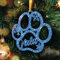 Personalisierte Weihnachtskugel - Lasergeschnittene Weihnachtsornamente mit personalisiertem Namen (Model: Dog Paw, Glitter Bleu/Blau)