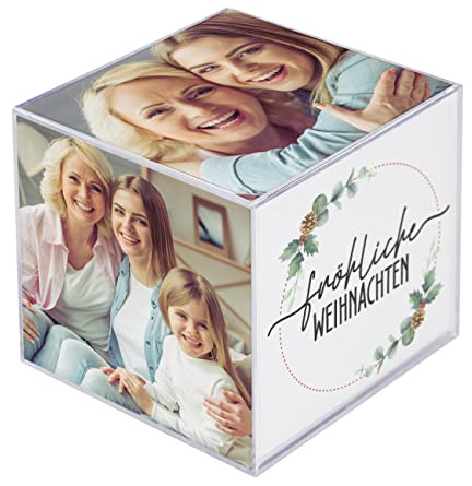 Herz & Heim® Personalisierter Fotowürfel mit Ihren eigenen Fotos Fröhliche Weihnachten