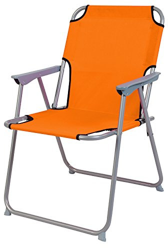 INDA-Exclusiv Campingstuhl Faltstuhl Stoff Oxfort Klappstuhl Gartenstuhl zum zusammenklappen Anglerstuhl Regiestuhl Angelstuhl Metall, Farben:Orange