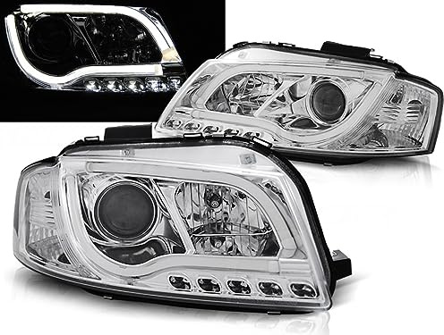 LED Scheinwerfer LightTube in chrom für Audi A3 8P 05.2003-03.08