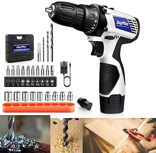 Set di cacciaviti elettrici trapani elettrici con 1 batteria 1300 mAh, cacciavite senza fili trapani a batteria ricaricabile offerti con 26 accessori, trapano avvitatore elettrico 45 Nm