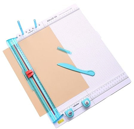 HUIOP Paper Cutter,13095 Paper Trimmer Scoring Board 7 in 1 Craft Paper Cutter Blades Scoring Tool with Paper Folding for Making Photo Scrapbooking Gift Card Label Cardstock 12 x 12 inch