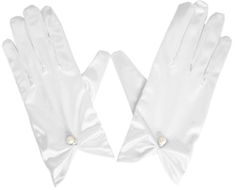 MAXQUU 1 Paar Weiße Damenhandschuhe, Hochzeitshandschuhe, Damen-Satinhandschuhe, Seidenhandschuhe, Elegante Damenhandschuhe, Kleiderhandschuhe, Handschuhe Für Die Braut