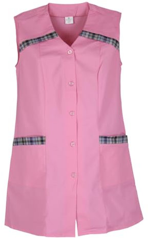 7/8 Kasack Baumwolle einfarbig Schürze kurz ohne Arm, Größe:38, Farbe:rosa