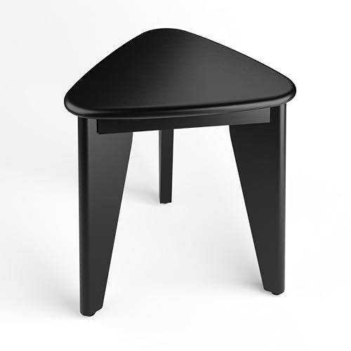 HOLANA Poggiapiedi angolare da doccia da 30,5 cm, sgabello in legno per gambe da barba, piccole panche angolari per doccia interna, sgabello da bagno impermeabile per bagno (nero acacia, S)