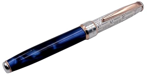 Grifos – Füllfederhalter aus Sterlingsilber und blauem Harz – Rotgoldplattierte Details – Nachfüllbares Schreibgerät – Handwerkliche Eleganz – Hergestellt in Italien