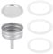 sourcing map Piezas de repuesto para cafetera espresso de aluminio con 1 filtro y 3 juntas de silicona, 1 embudo de 64 x 53 x 3,5 mm para cafetera moca de 6 tazas (plateado)