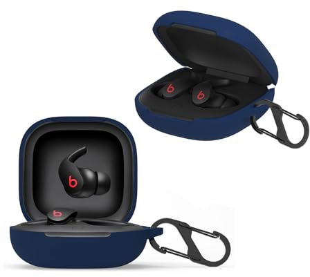 CONAPIKA Hülle für Beats Fit Pro mit karabiner, Voller Schutz Silikon Earbuds Schutzhüllen Haut Case Ultra-dünnes Weiches Stoßfeste wasserdichte Unterstützt Kabelloses Laden Kopfhörer Abdeckung
