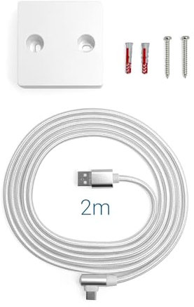 Support pour Wetteronline Home (2e Génération+), Kit de Montage Mural Complet, Fixation Élégante pour Météo au Niveau des Yeux, Blanc, avec Câbles, Vis et Chevilles