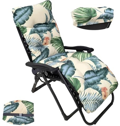 Coussin de Chaise Longue, épaissir Bain de Soleil,Coussin Transat Jardin intérieur extérieur Antidérapante Avec boucle, Matelas Bain de Soleil pour Jardin, terrasse, Balcon, Voyage Vacances (C)